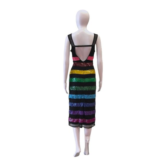 ASOS Multicolor Striped Sequin Midi Dress - Picture 3 of 3
